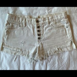 Free People White Jean Shorts